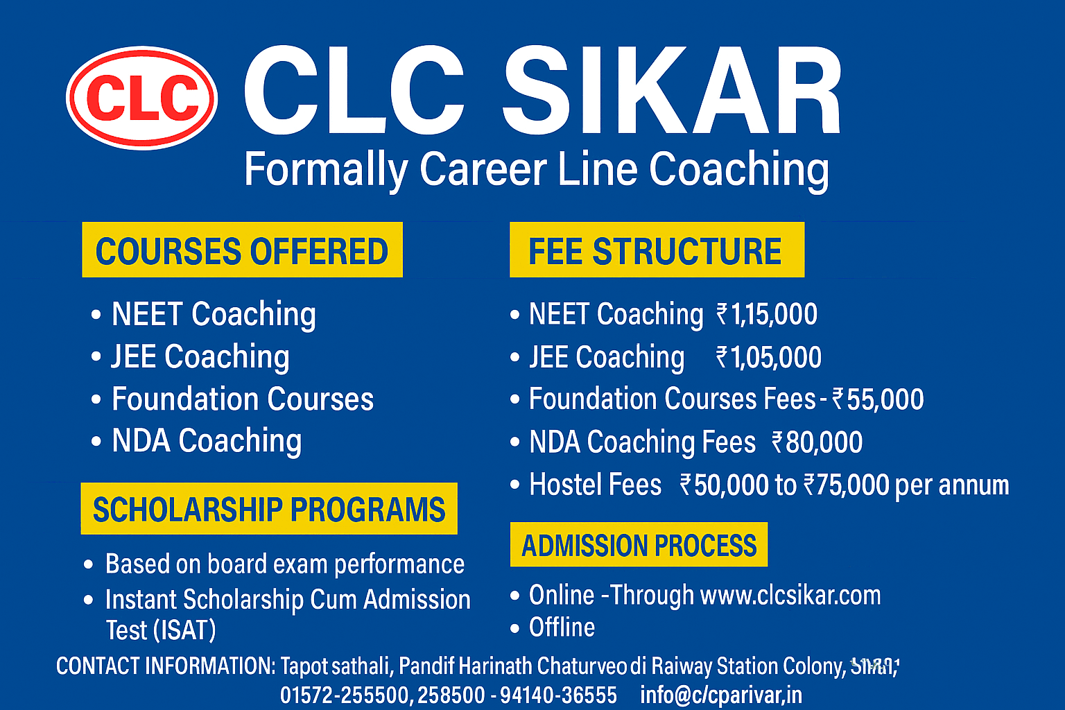 CLC Sikar: Comprehensive Guide to Courses, Fees, Hostels, and Coaching Excellence