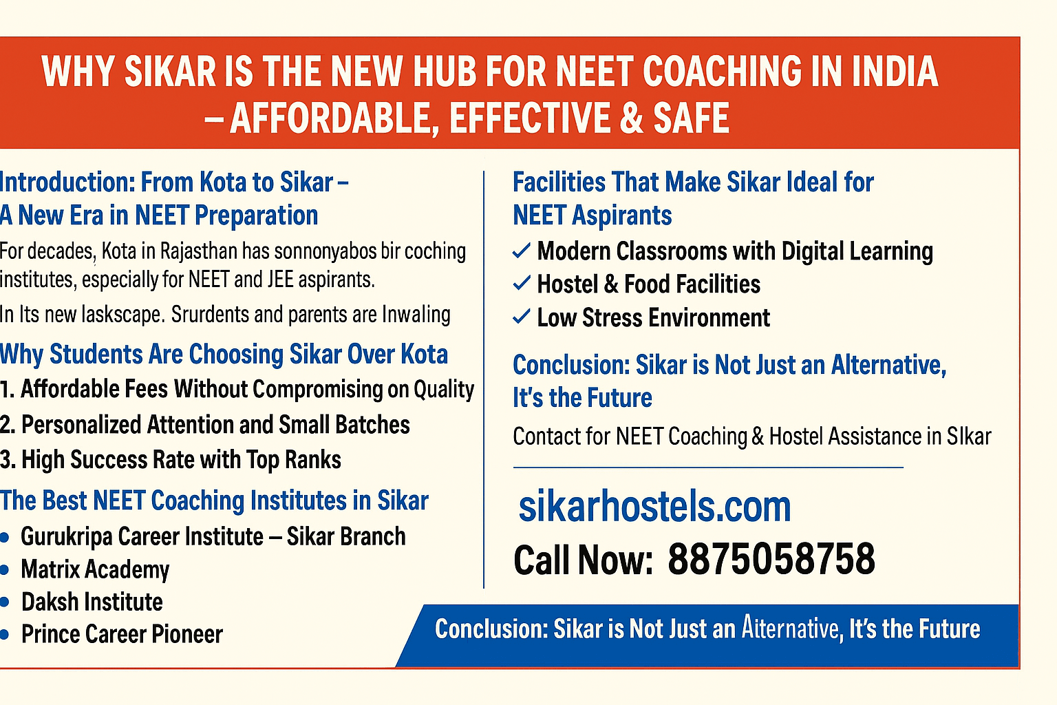 Why Sikar is the New Hub for NEET Coaching in India – Affordable, Effective & Safe